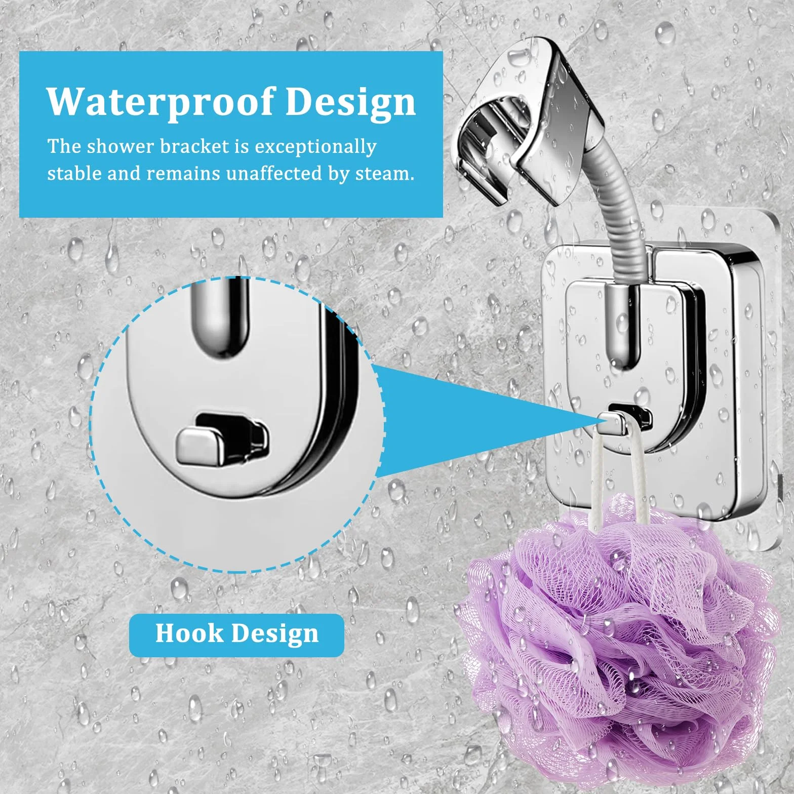 2 Pezzi Supporto per Soffione Doccia Senza Foratura con adattatore in silicone Supporto Doccia Adesivo per Bagno Supporto Universali Soffione Doccia Regolabil