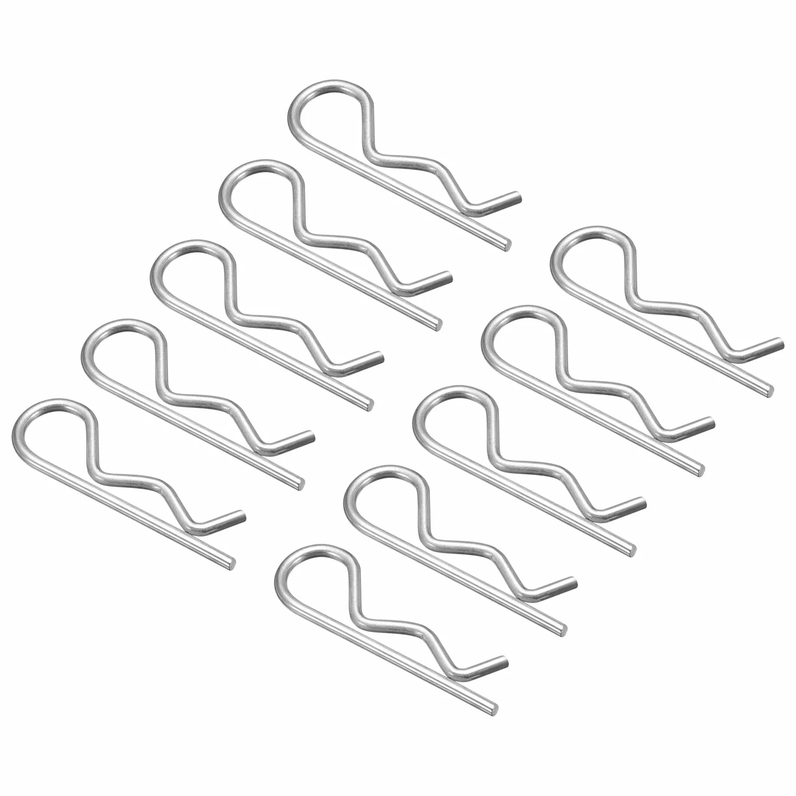 QUARKZMAN R Sagomato Molla Coppiglia Clip Perno x 20pz Carbonio Acciaio Fissaggio Assortimento Fissaggio Capelli Perno per Fattoria e Attacco Perno Blocco Sistemi, [Argento Tono, 2mm x 40mm]