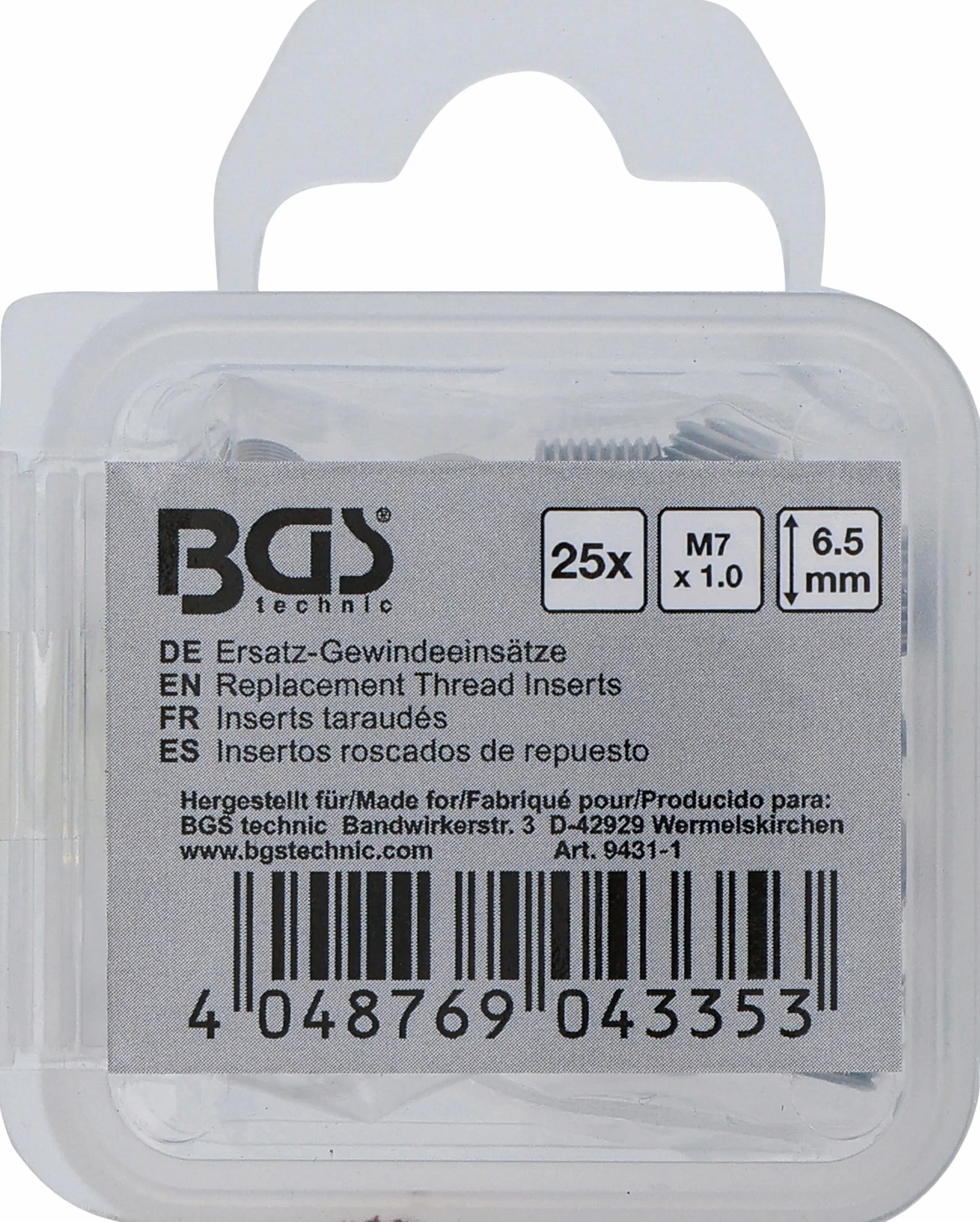 BGS 9431-1 | Inserti filettati di ricambio | M7 x 1,0 mm | 25 pz.