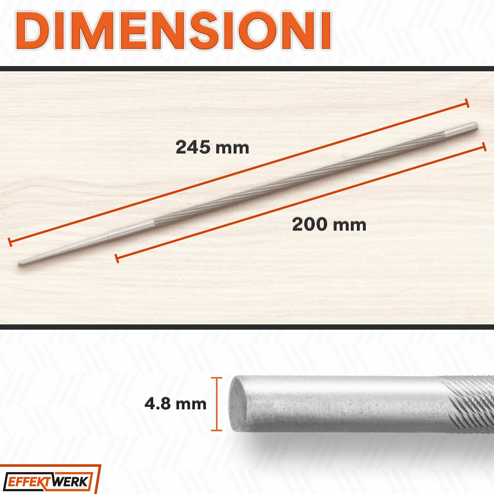 Set di lime per affilare motoseghe - 6 lime tonde compatibili con motoseghe con passo ⅜" (0,325) - Kit di strumenti efficiente per limare catene di seghe - di EffektWerk