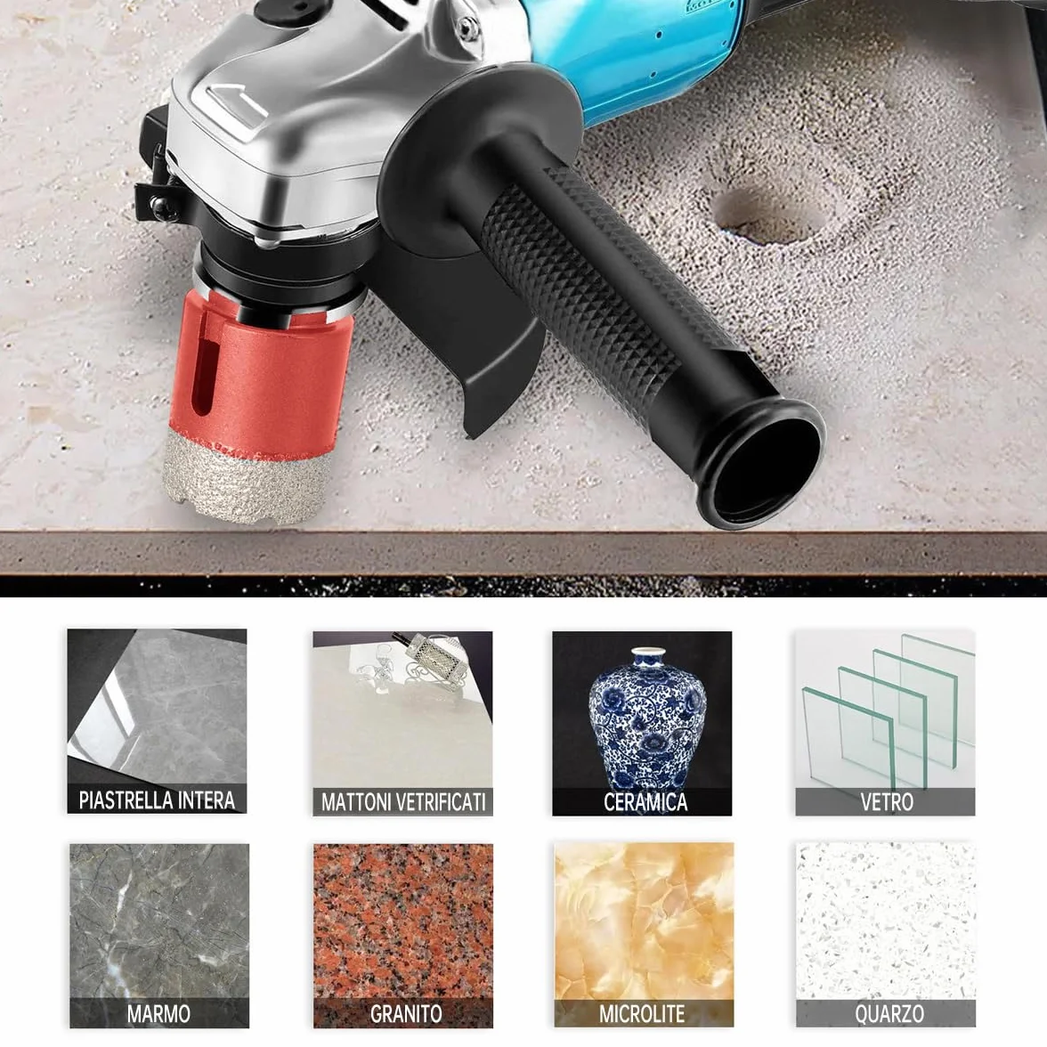 SUQIN 6mm Punta Per Trapano Diamantata con M14 Filetto Vacuum Brasato Fresa Diamantata Per Piastrelle Porcellana Ceramica Granito