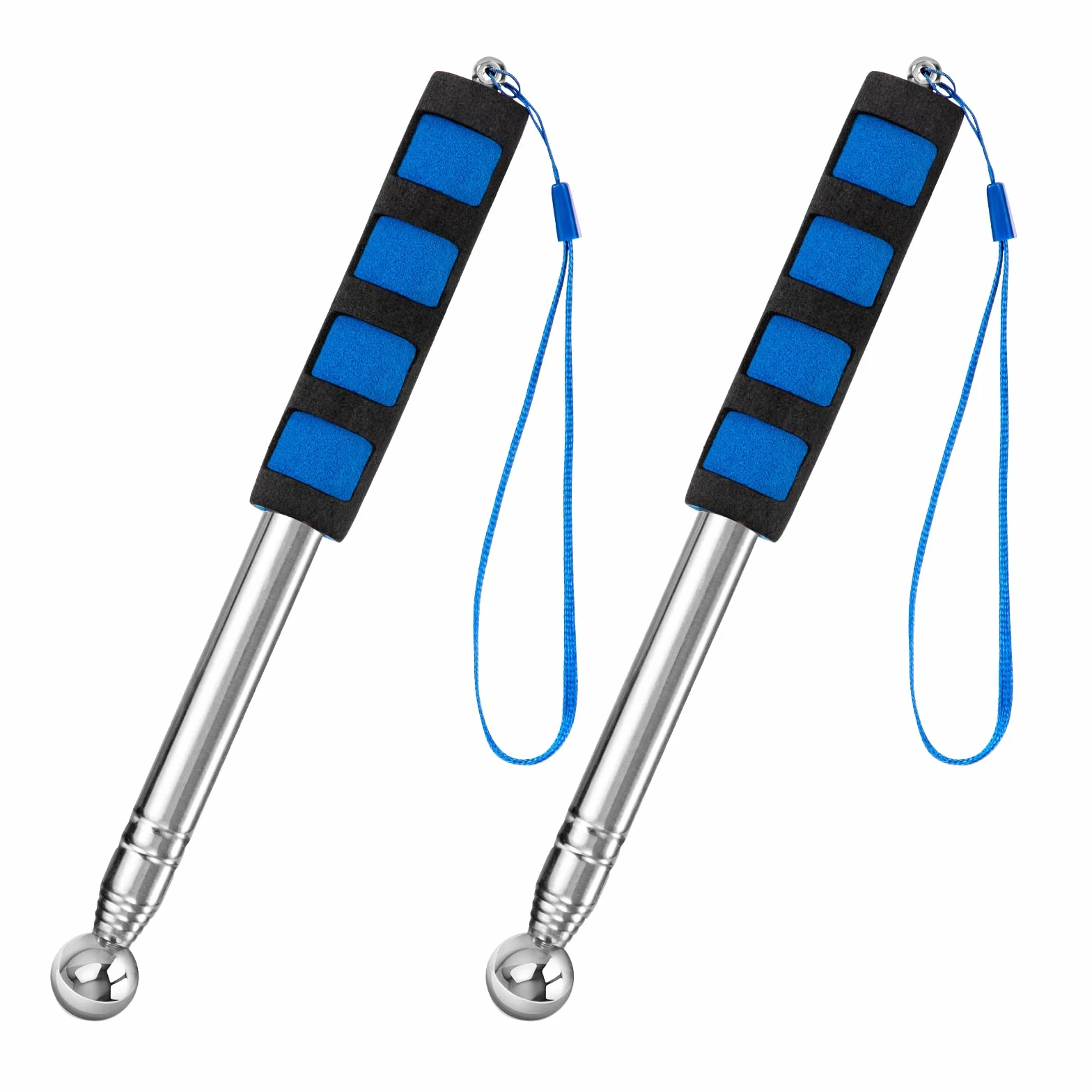 Martello a Tamburo Cavo Martello di Rilevamento Telescopica Regolabile Strumento di Ispezione della Casa per Piastrelle Pavimenti Soffitti Pareti Controllo 115 cm 2 Pezzi (Blu)