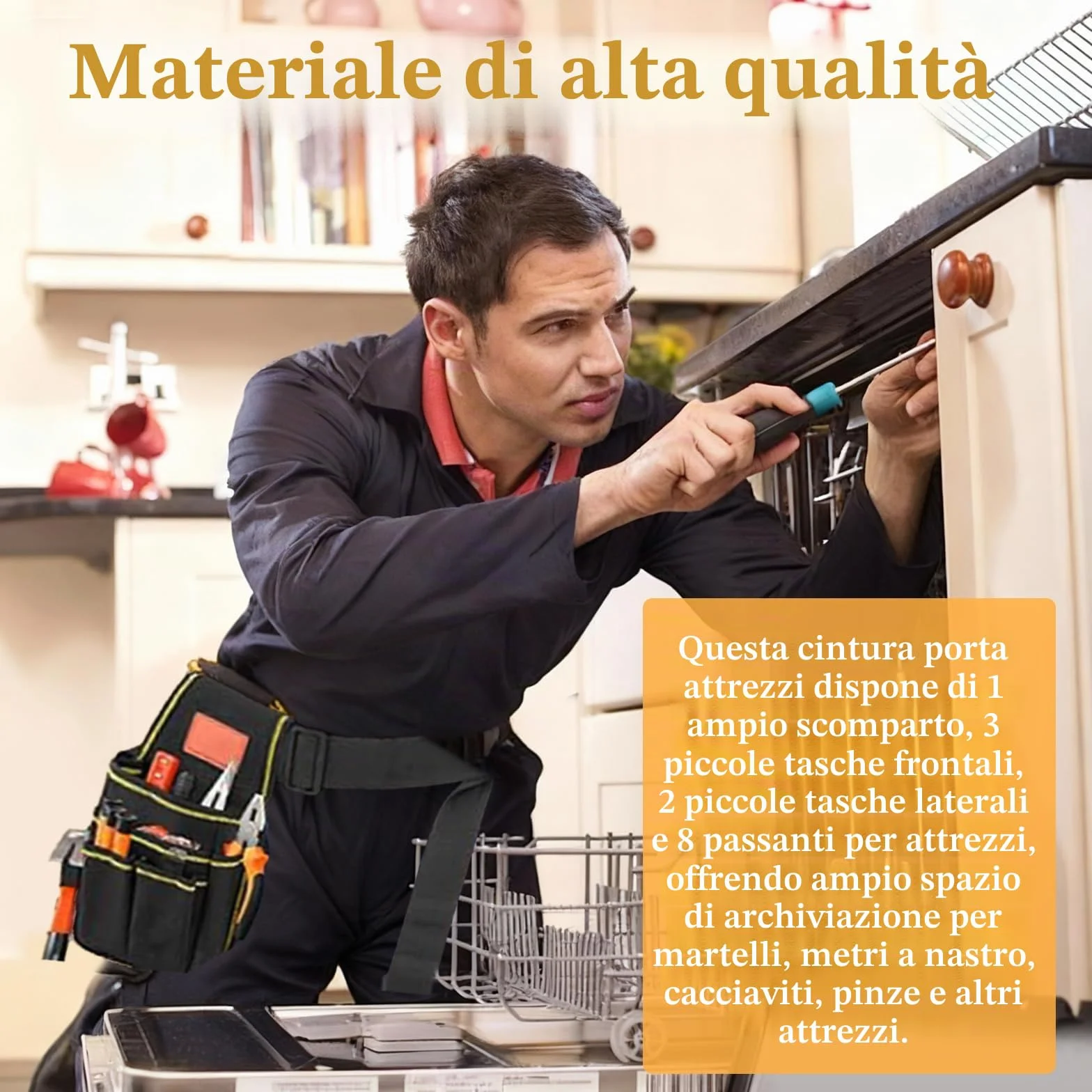 Borsa da Cintura per Attrezzi Marsupio Porta Attrezzi in Tela Oxford Cinture Porta Attrezzi Multi Tasche con Cinture Regolabile per Elettricista Carpentiere Tecnico Manutenzione