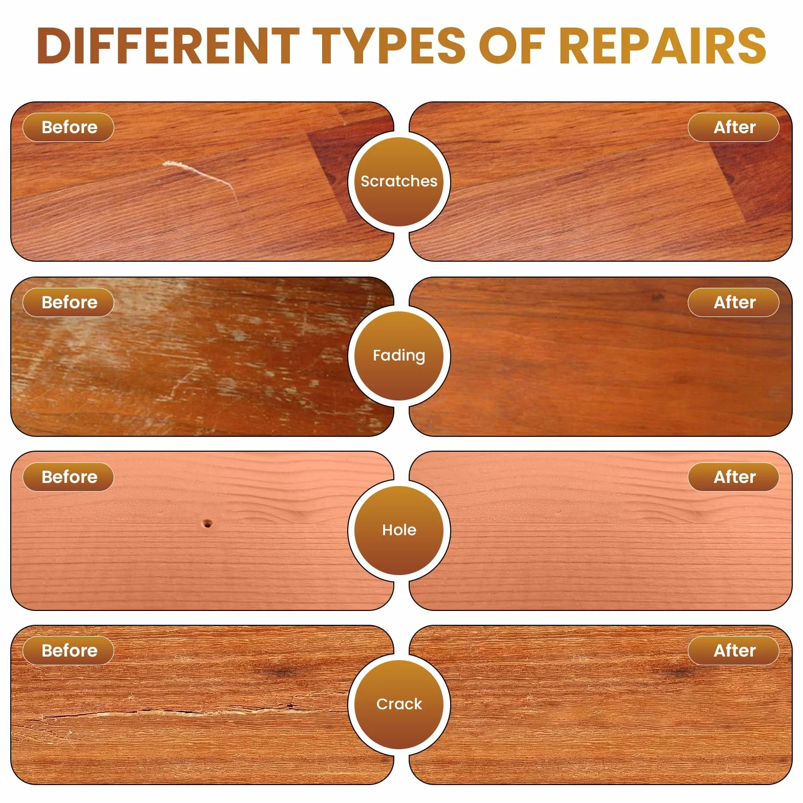 AOOWU Kit di Riparazione di Mobili, 12 Colori Set di Riparazione in Laminato, Kit di Riparazione per Legno, Stucco per Legno Riparare Eventuali Graffi, Crepe, Fori per Pavimenti, Tavoli, Porte