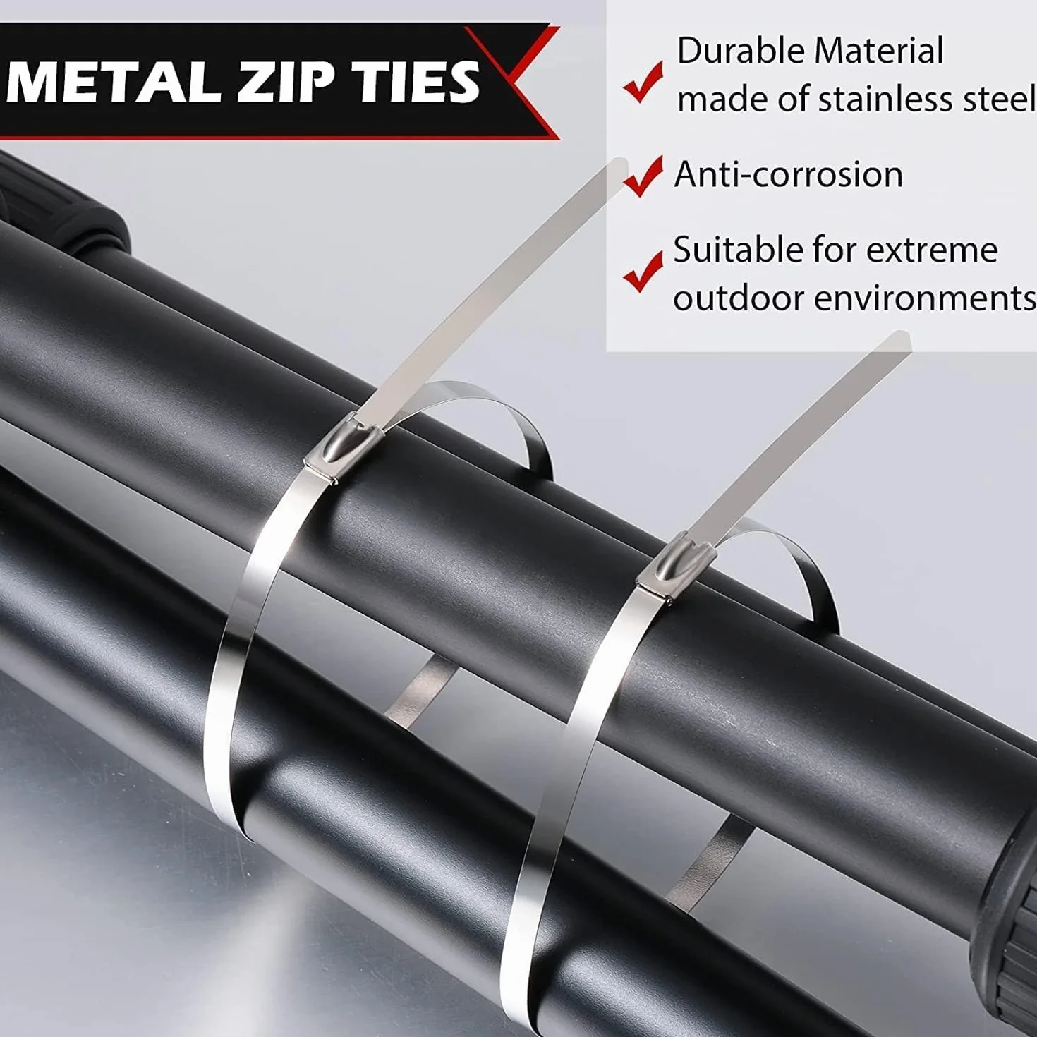 V-TAC Fascette in Acciao Inox per Cavi misura 4.6 mm x 350 mm - Confezione 100 Pezzi - Fascette per Cablaggio Multiuso - Stringicavo Portacavi Fermacavi per Elettricista, Meccanico, Tubi in Ferro