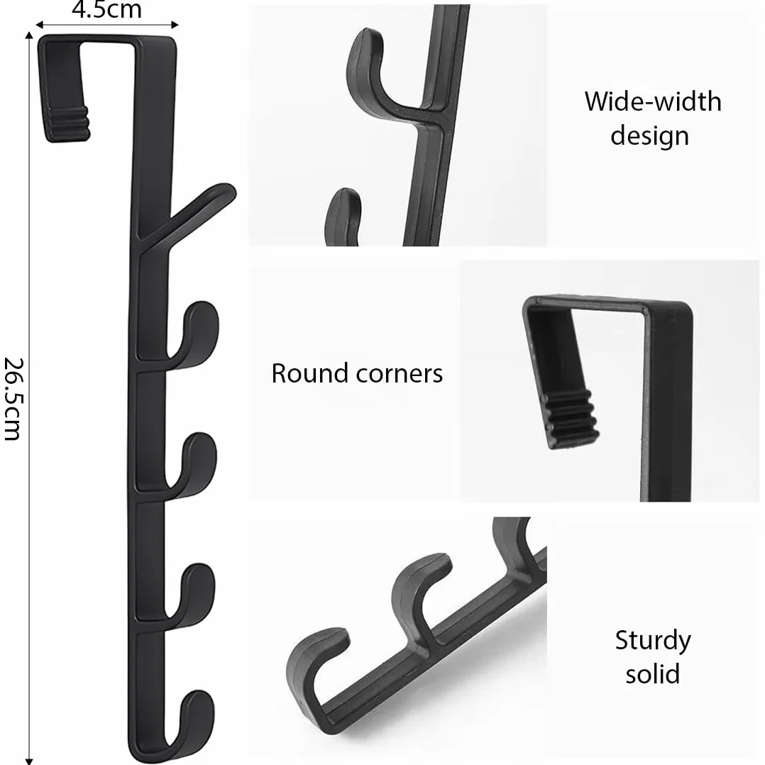 4 Pezzi Ganci Per Porta, Appendi Abiti Da Porta Senza Fori, Crogioni Per Abiti A Sospensione Per Porte, 5 Crogioni, Per Porte, Armadi, Creme, Bagni (Nero, Bianco, 4,5 * 26,5 cm)