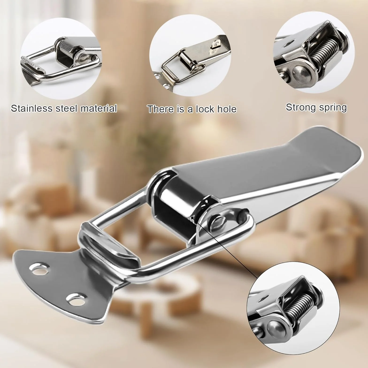 5 Pezzi Chiusura a Leva, Acciaio Inossidabile Fermaglio Chiusure Leva Blocco, Chiusura in Acciaio Inox, Viti Incluse, per Cassette Degli Attrezzi, Armadietti
