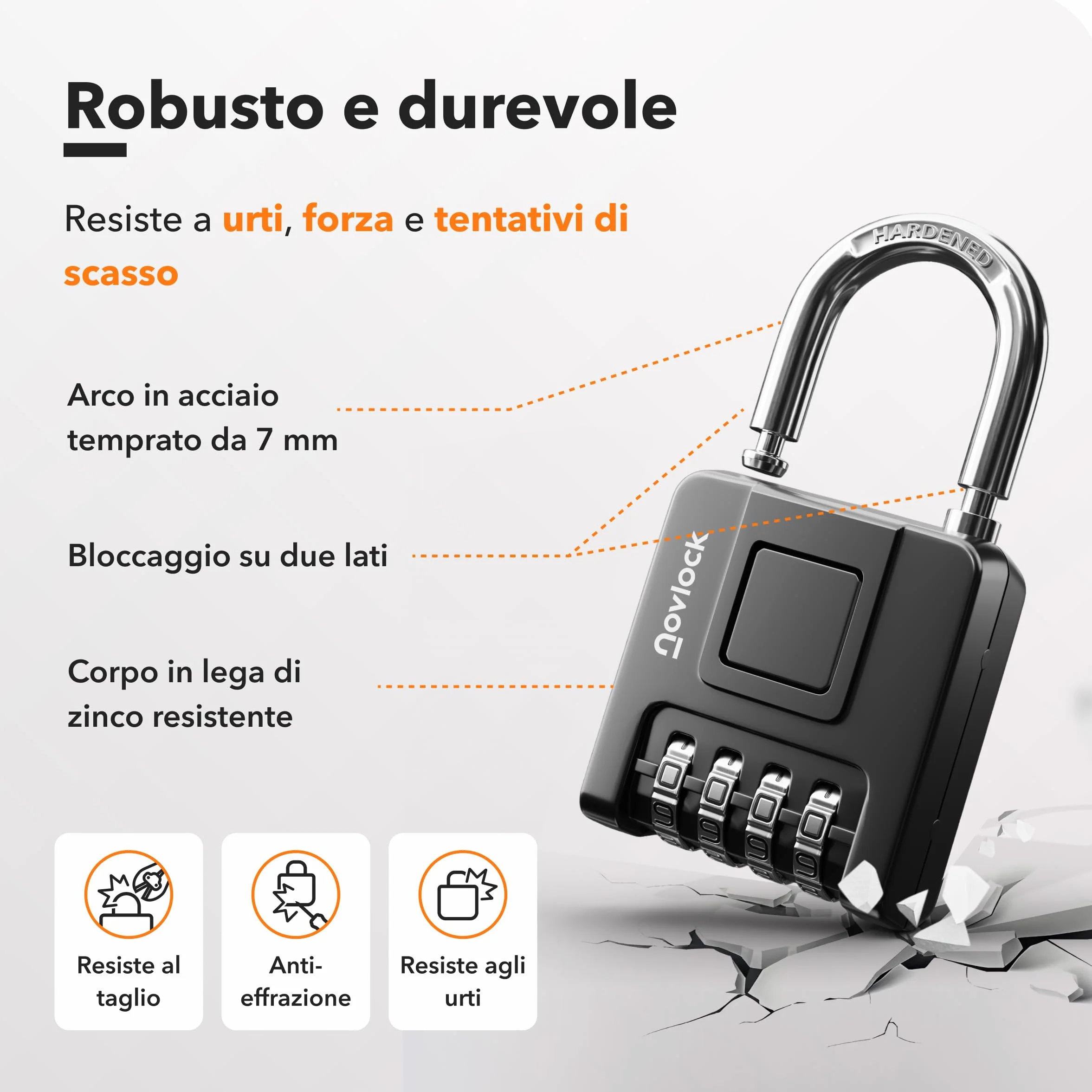 Lucchetto a combinazione impermeabile nero per armadietti e armadi
