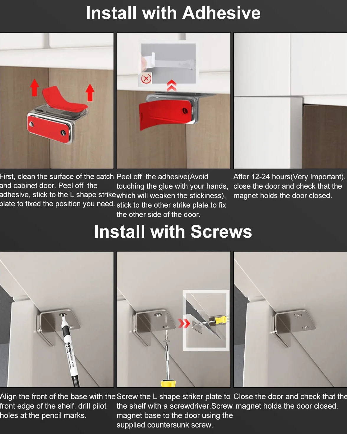 Jiayi Calamita Porta 2 Pezzi Adesivo Chiusura Magnetica Chiusura Porta Ultra Sottile Chiusure Magnetiche per Ante Mobili Magnete Chiusura Mobili per Cassetti Chiudiporta Calamita Chiusure Cucina