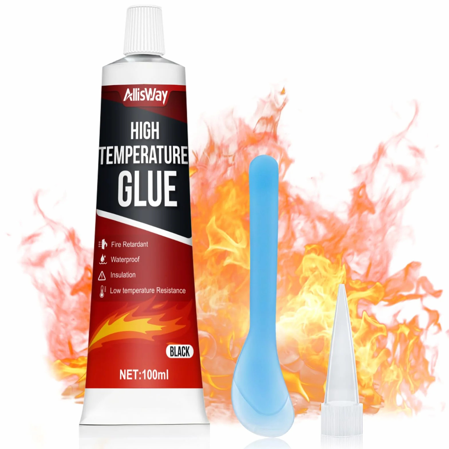 Silicone Alta Temperatura per Stufe, Silicone Nero Sigillante, Colla Alte Temperature per Forno a Microonde, Forno, Piano Cottura a Induzione Cappa Aspirante,100ML