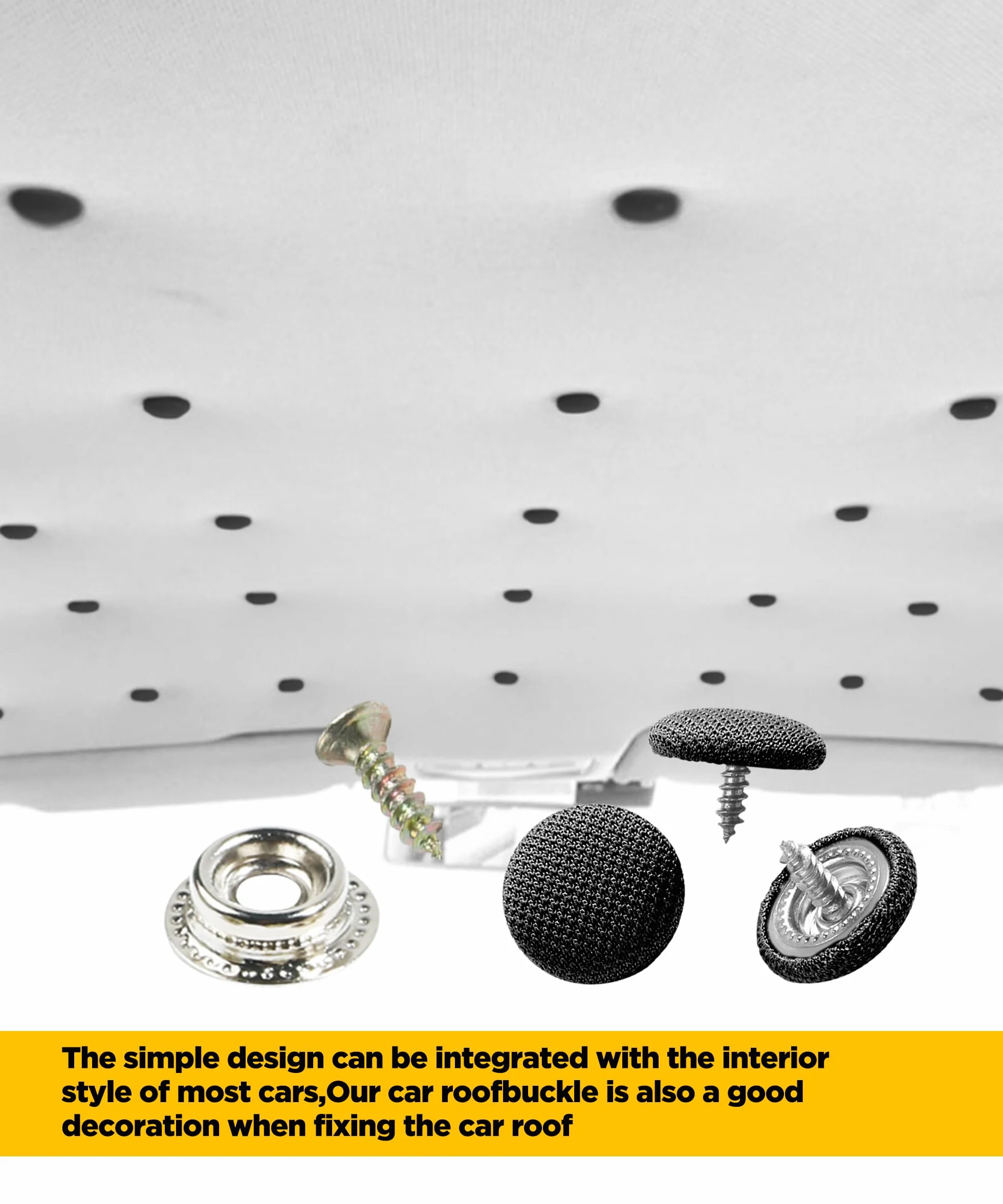 Kit Riparazione Cielo Auto 65PCS Fai Da Te Puntine Rivetti Nero