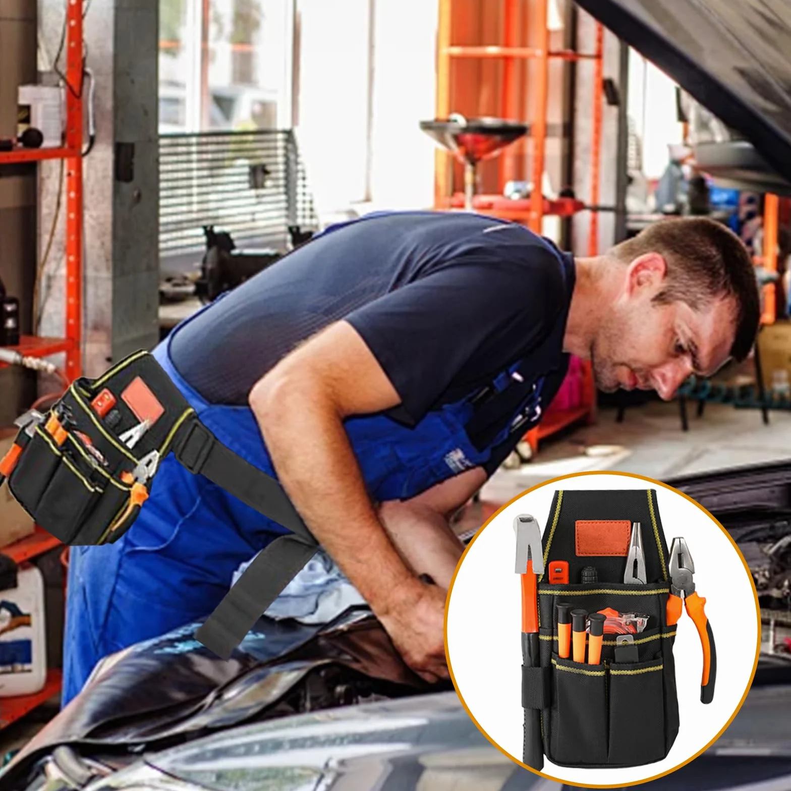 Borsa da Cintura per Attrezzi Marsupio Porta Attrezzi in Tela Oxford Cinture Porta Attrezzi Multi Tasche con Cinture Regolabile per Elettricista Carpentiere Tecnico Manutenzione