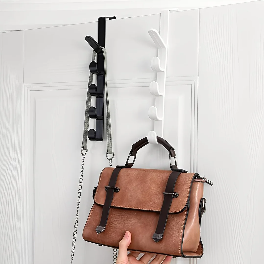 4 Pezzi Ganci Per Porta, Appendi Abiti Da Porta Senza Fori, Crogioni Per Abiti A Sospensione Per Porte, 5 Crogioni, Per Porte, Armadi, Creme, Bagni (Nero, Bianco, 4,5 * 26,5 cm)