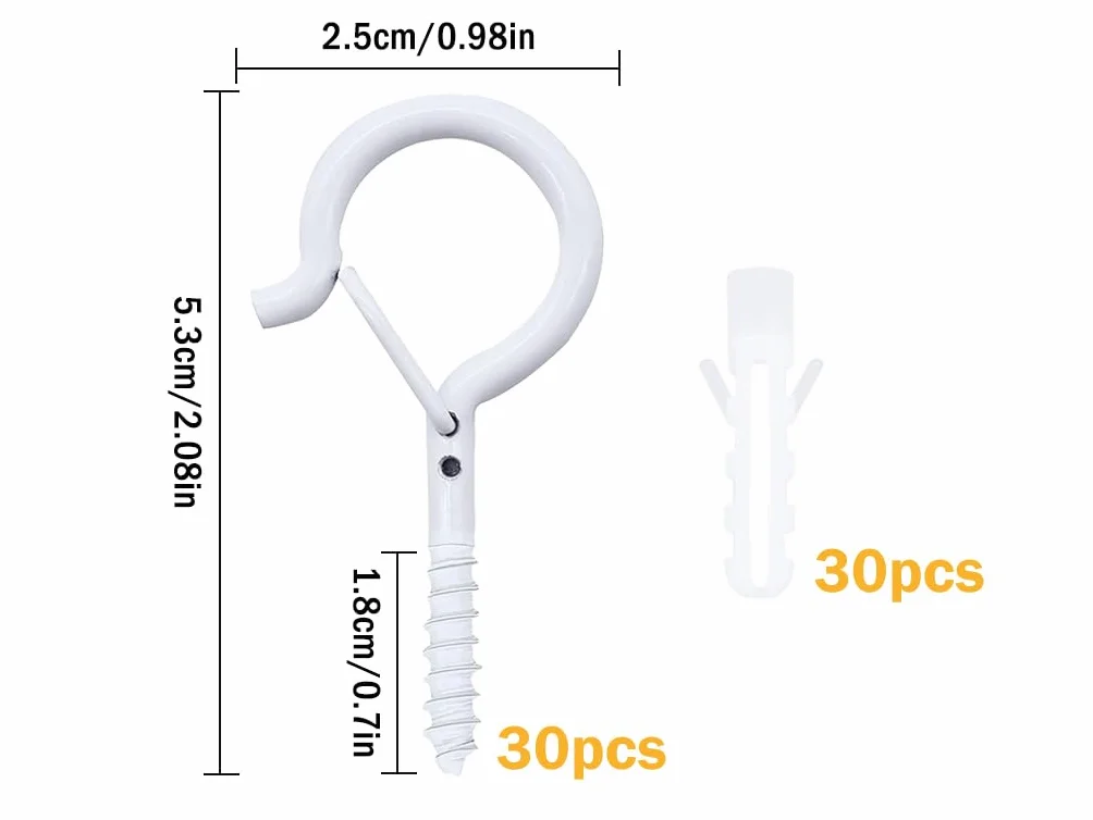 30PCS Ganci Avvitabili Ganci Q-Hanger, Ganci a Vite per Soffitto con Fibbia di sicurezza, Soffitto Chiusura Sicurezza Gancio, Gancio per Vite Acciaio Inossidabile, per Gabbia, Botanica (Bianco)