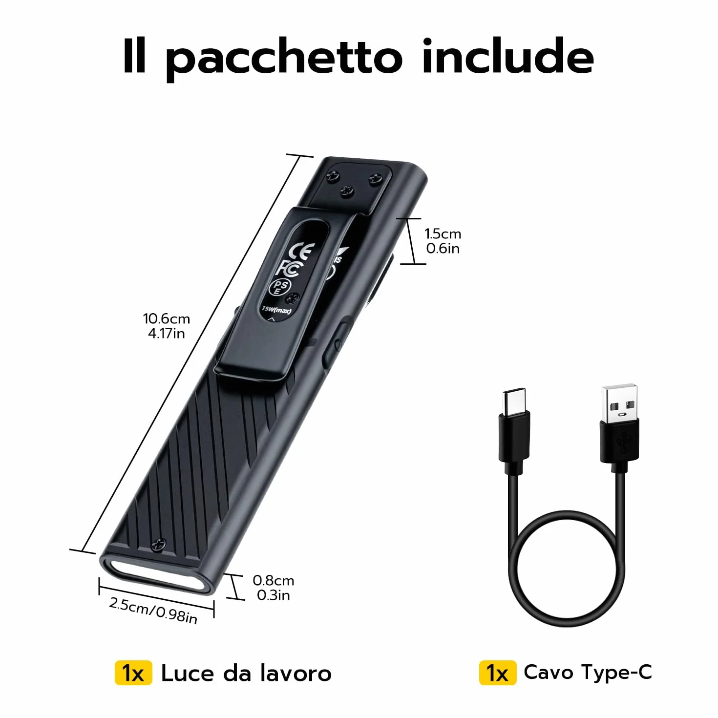 Wigearss Torcia Magnetica Ricaricabile USB Lampada da Lavoro Officina Luce LED COB Portatile con 8 Modalità