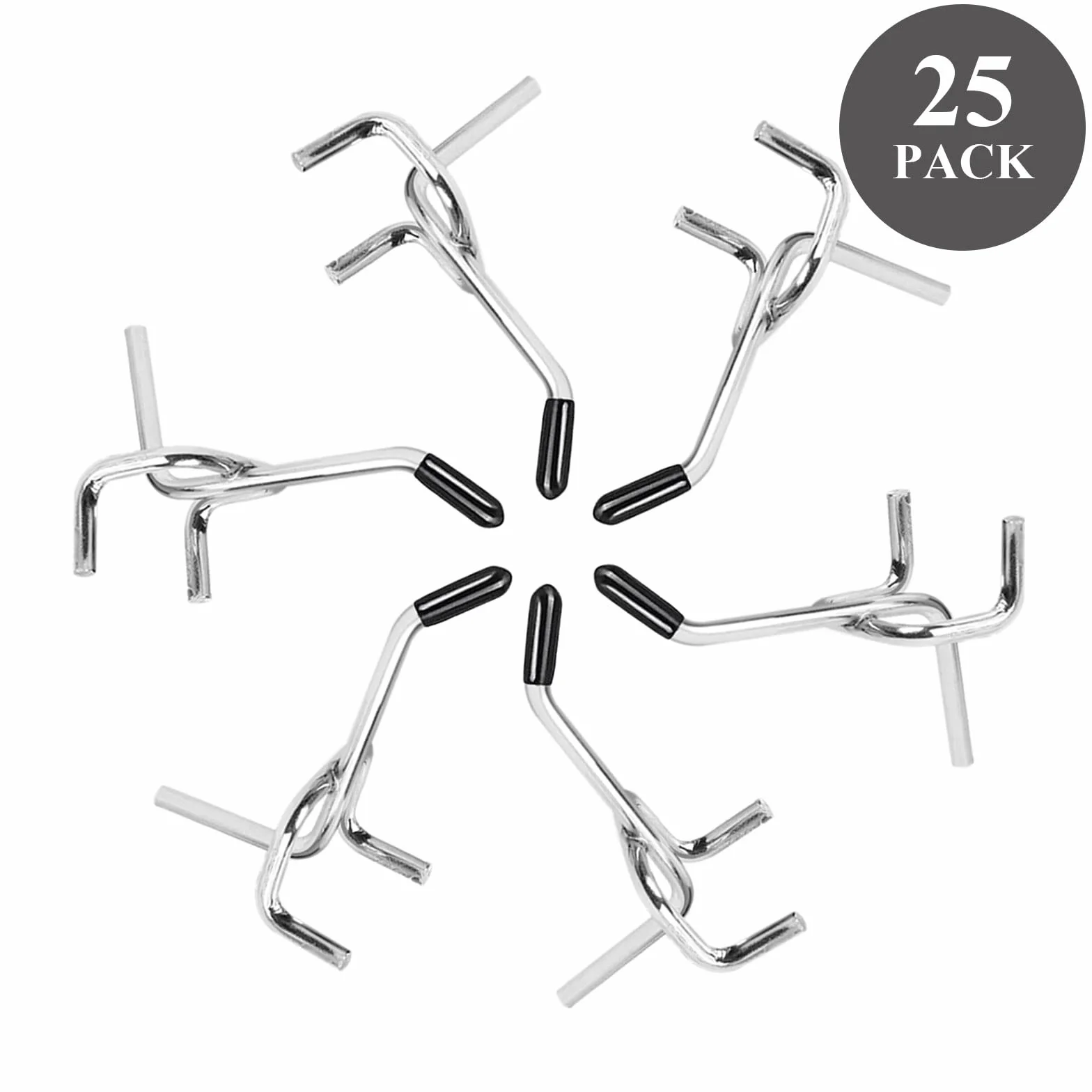TiciKim 25 Ganci per Pannelli Forati, Metallo Pegboard per Espositori a Muro e Scaffalature da Negozio, 5cm