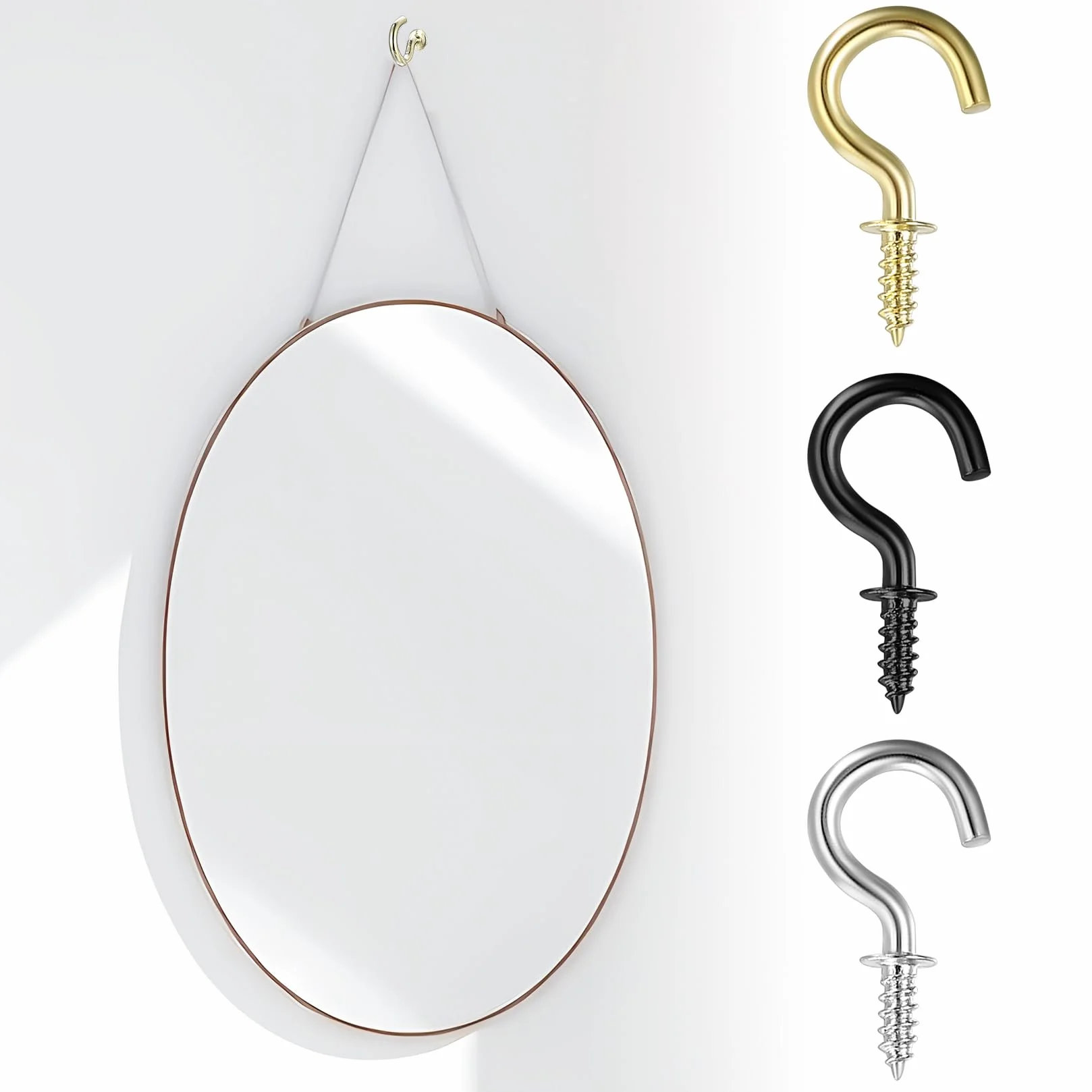 200 Pz Ganci a Vite, Ganci Avvitabili Viti per Legno, Piccole Gancio a Vite per Legno, Ganci a Soffitto in Metallo, Viti a Gancio, Vite a Tazza per Appendere Piante Decorazioni Casa Ufficio(Oro)