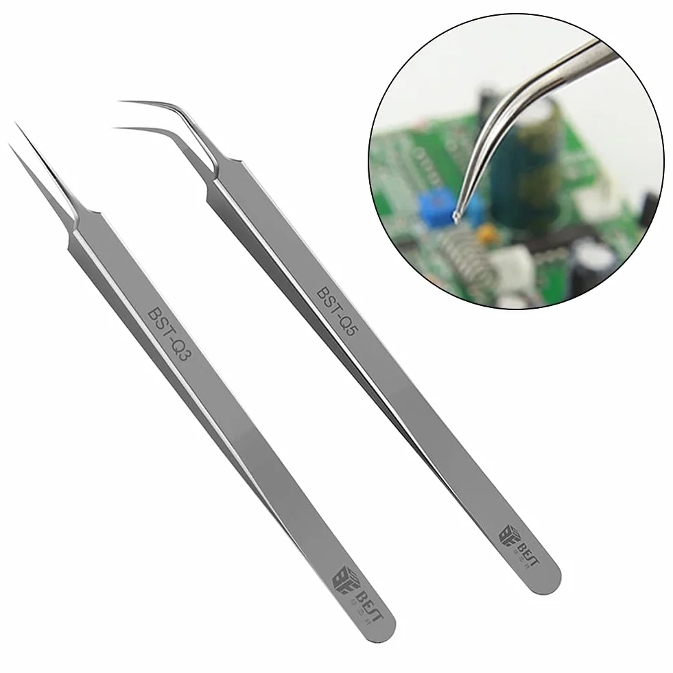 Pinzette in acciaio inox extra fine con punte curve per laboratorio