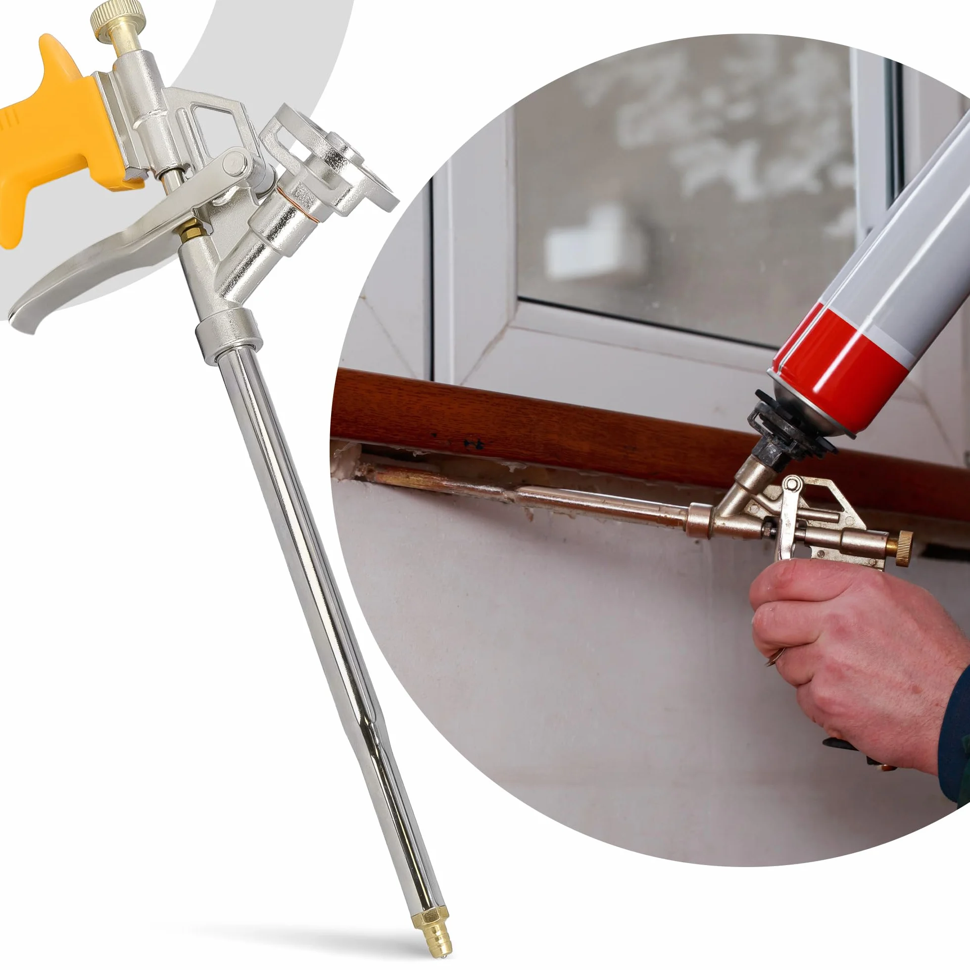 Pistola Schiuma Poliuretanica Strumento Professionale Applicazione Precisa Lavori Montaggio Costruzione Massimo Controllo Impugnatura Ergonomica