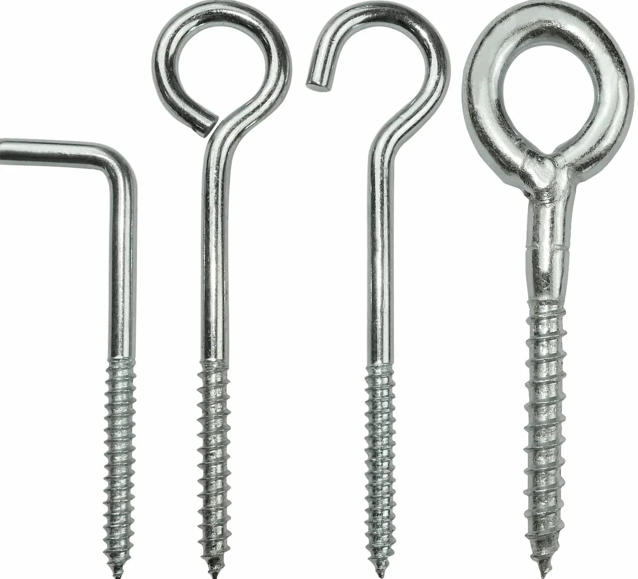 Aerzetix - C58027 - Set di 10 ganci per avvitare a forma di L Ø8x80mm - gancio con vite autofilettante - in acciaio zincato - colore argento