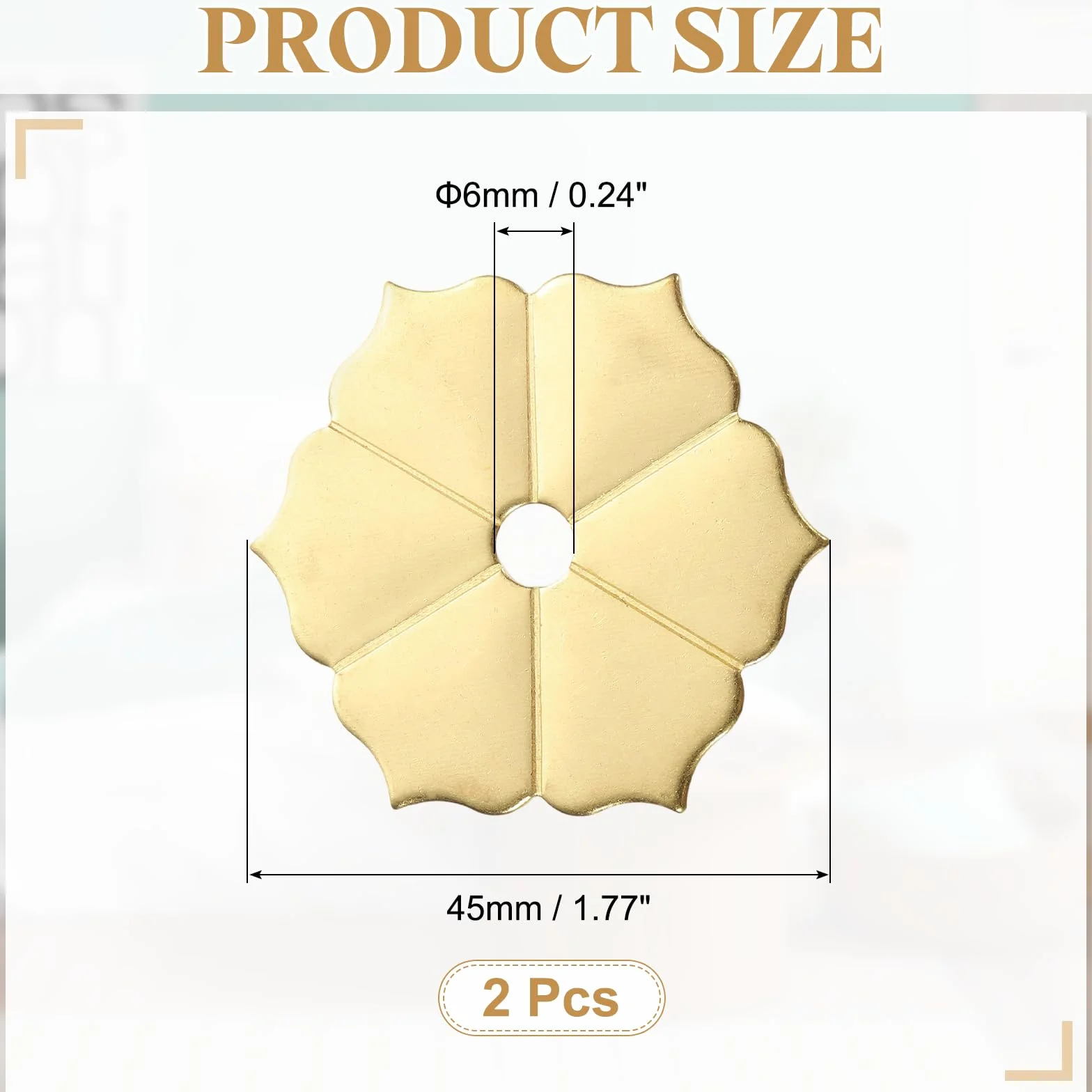 QUARKZMAN 2Pcs Placca Posteriore Pomello Armadio, 1.77 Pollici Forma Esagonale Fiore Placca Posteriore Ottone Rondelle Decorazione Classica Mobili Guarnizione Per Cassetti Armadi Ante