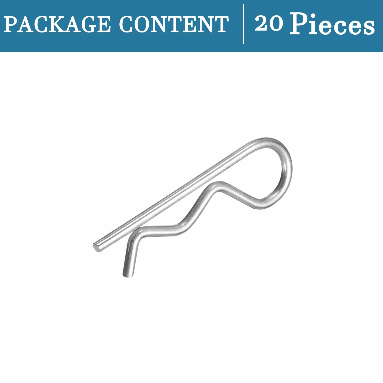 QUARKZMAN R Sagomato Molla Coppiglia Clip Perno x 20pz Carbonio Acciaio Fissaggio Assortimento Fissaggio Capelli Perno per Fattoria e Attacco Perno Blocco Sistemi, [Argento Tono, 2mm x 40mm]